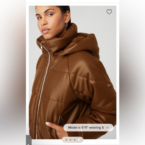 ALO Yoga Faux Leather Boss Puffer Jacket, Toasted Almond Sz XS NWT PRICE FIRM - Picture 10 of 16